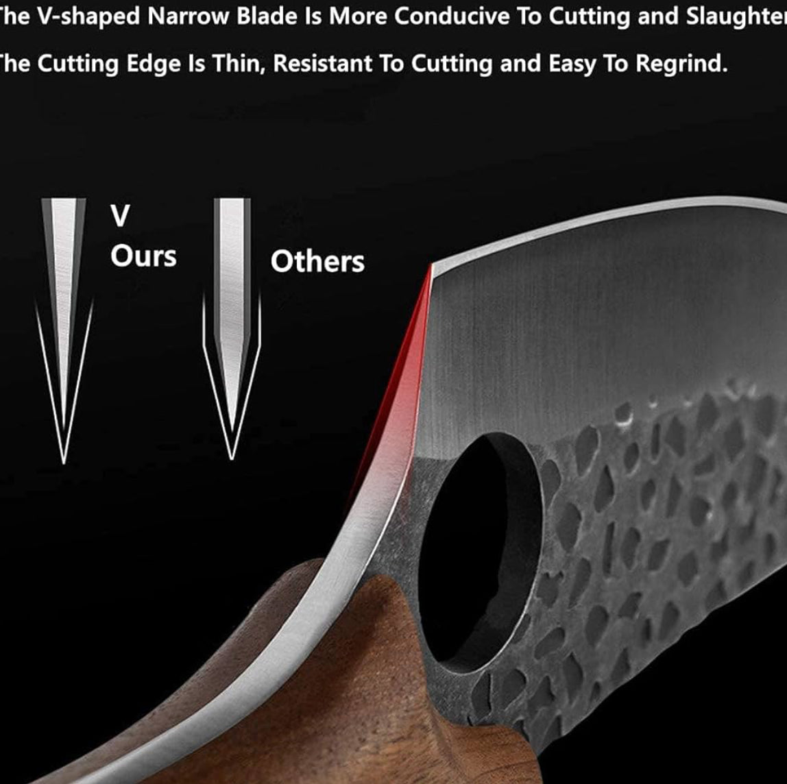 Huusk Viking Knife, Chef Knives Hand Forged Full Tang Boning Knives with Sheath Japanese Butcher Meat Cleaver Kitchen Japan knives Caveman Knife for Home or Camping / Huusk kitchen Scissors