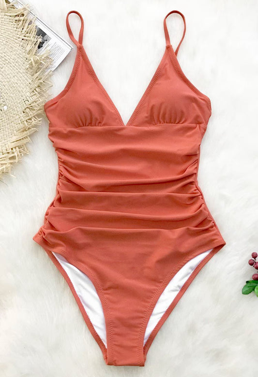 CUPSHE Bright Day Shirring Tummy Control One Piece Swimsuit