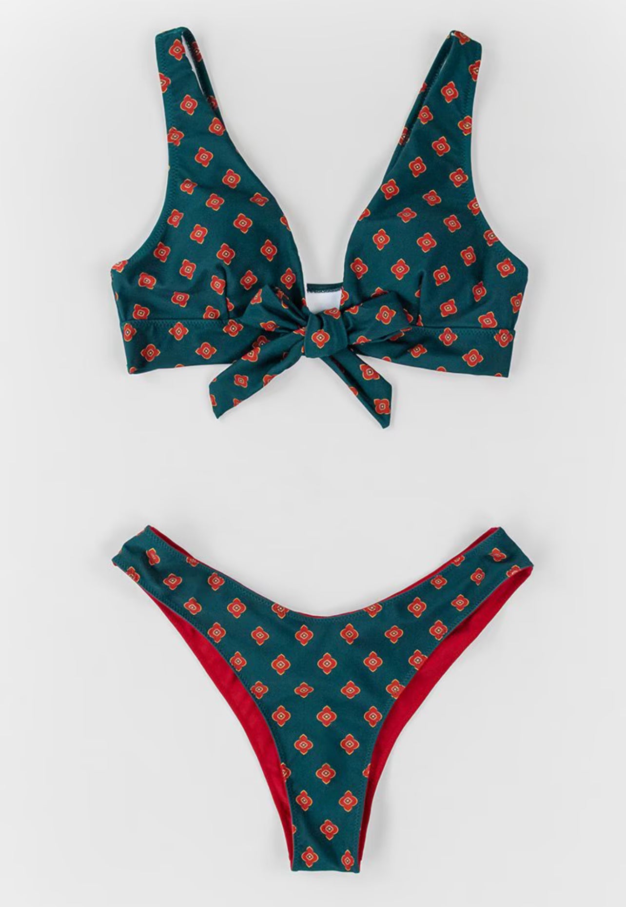 CUPSHE Women’s Retro Mini Floral V-neck Bikini