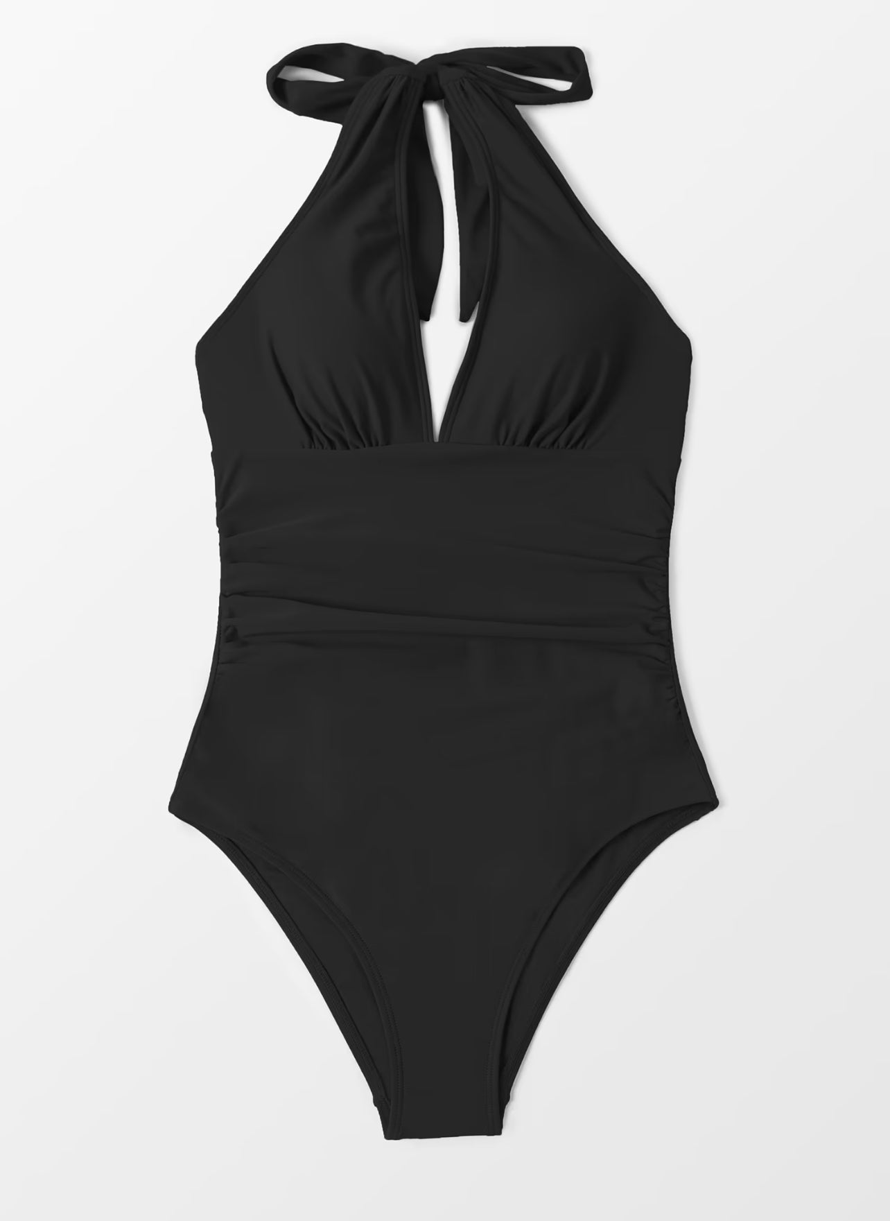 CUPSHE Women’s Pool Party Shirred Front Black One Piece Swimsuit