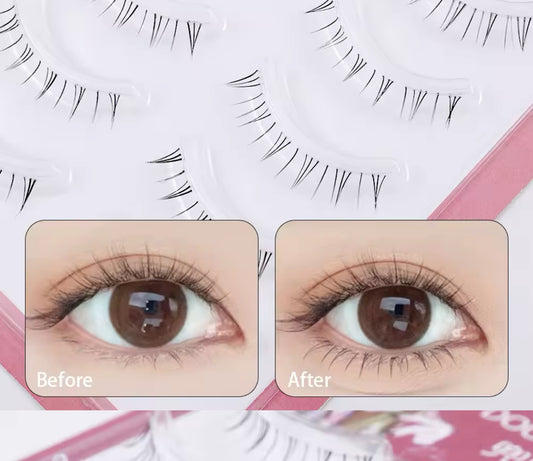 5 Pair Natural Lower Eyelashes Makeup Soft Handmade Clear Thin Band Under False Lashes Strip DIY Eyelashes Extension Beauty Tool