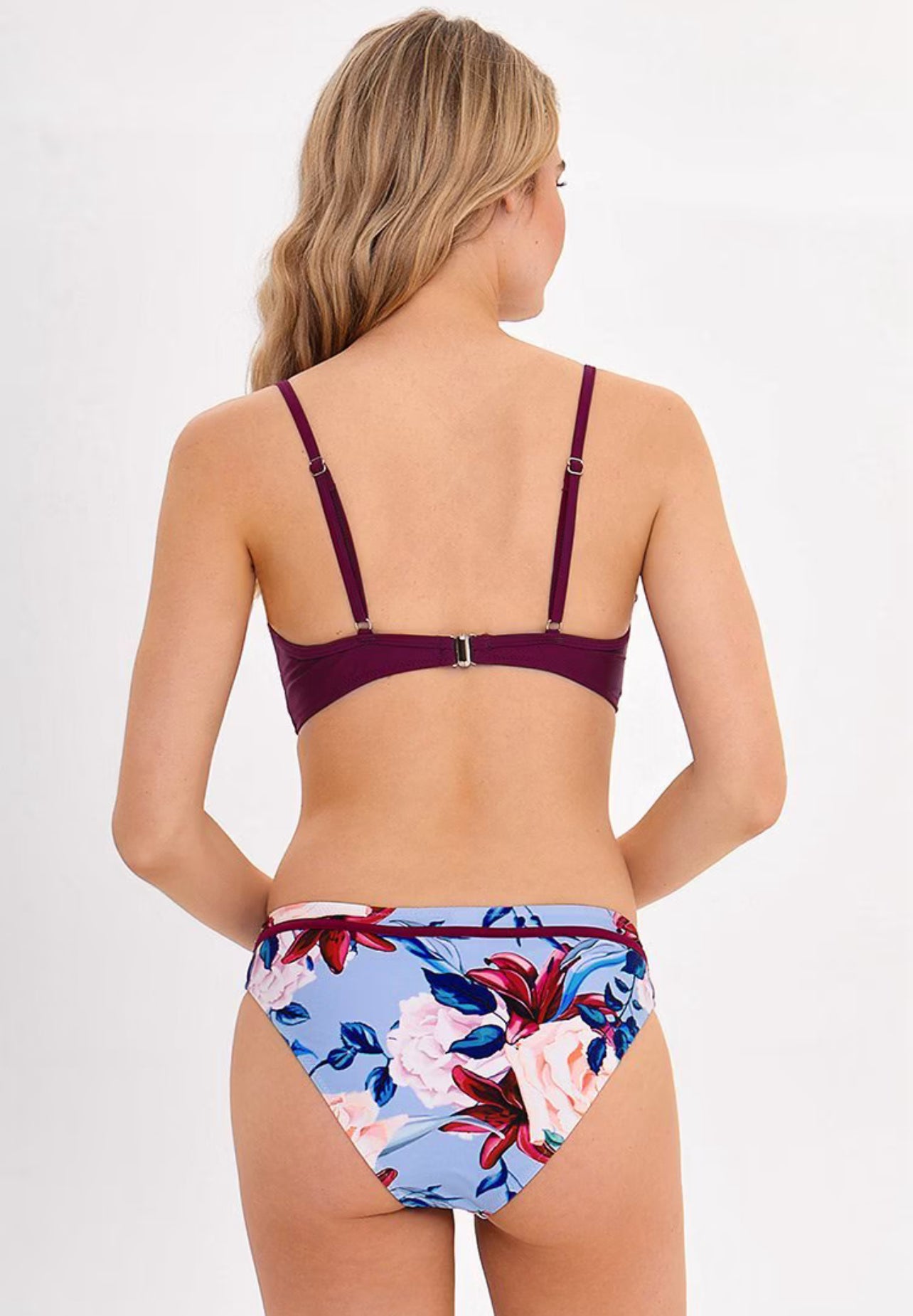 CUPSHE Plum And Floral Wrap Bikini