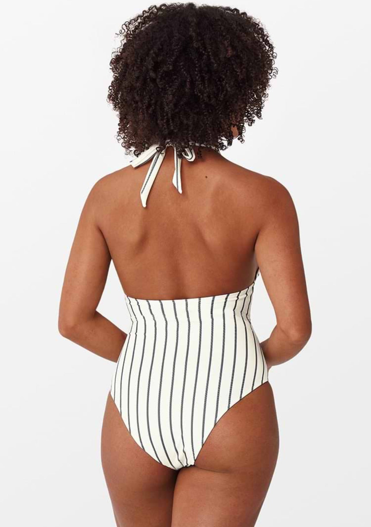 CUPSHE Women’s Alice Stripe Halter One Piece Swimsuit