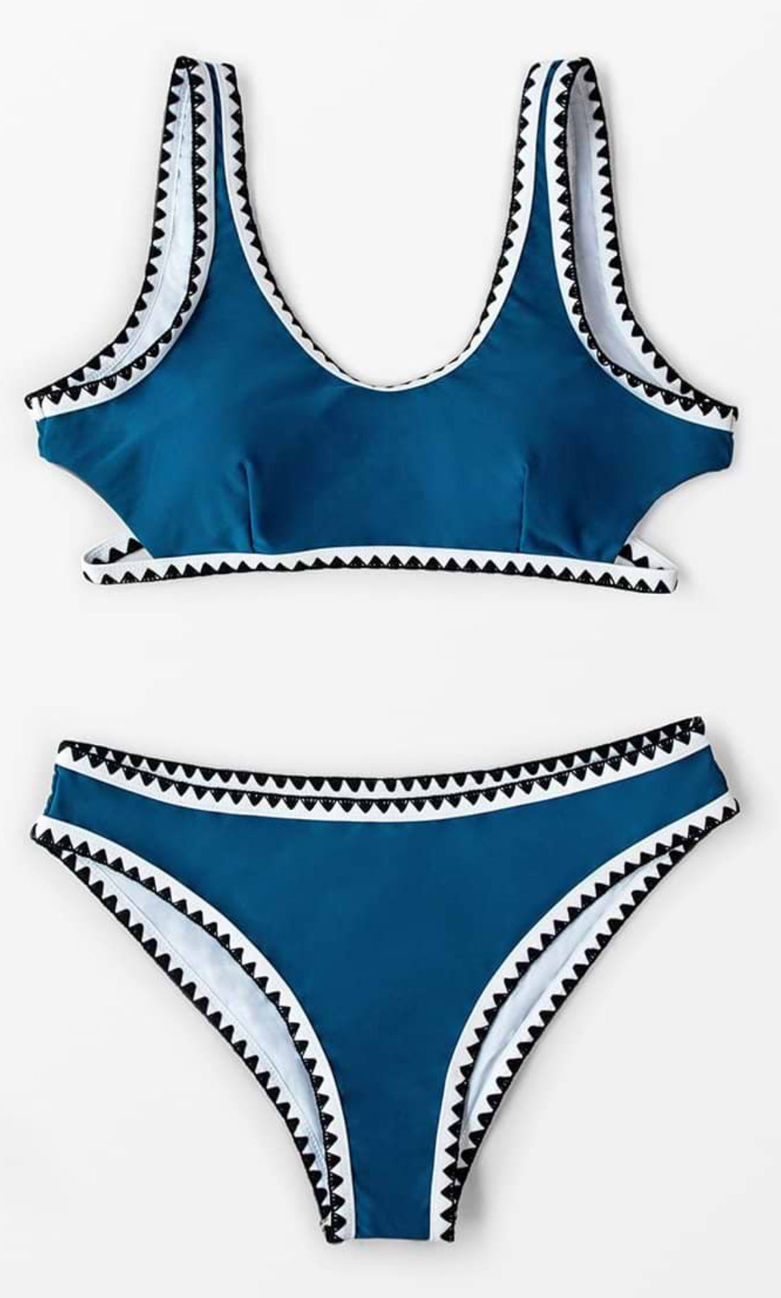 CUPSHE Women’s Sporty Blue and Black Crochet Bikini
