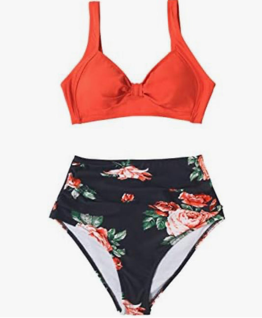 CUPSHE Bikini Swimsuit for Women Two Piece Swimsuit High Waist Knot Wide Straps
