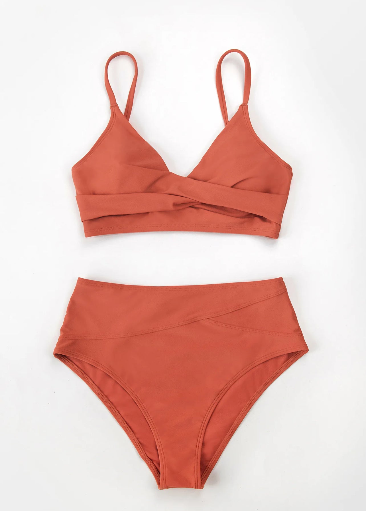 CUPSHE Marsala Twist High Waisted Bikini