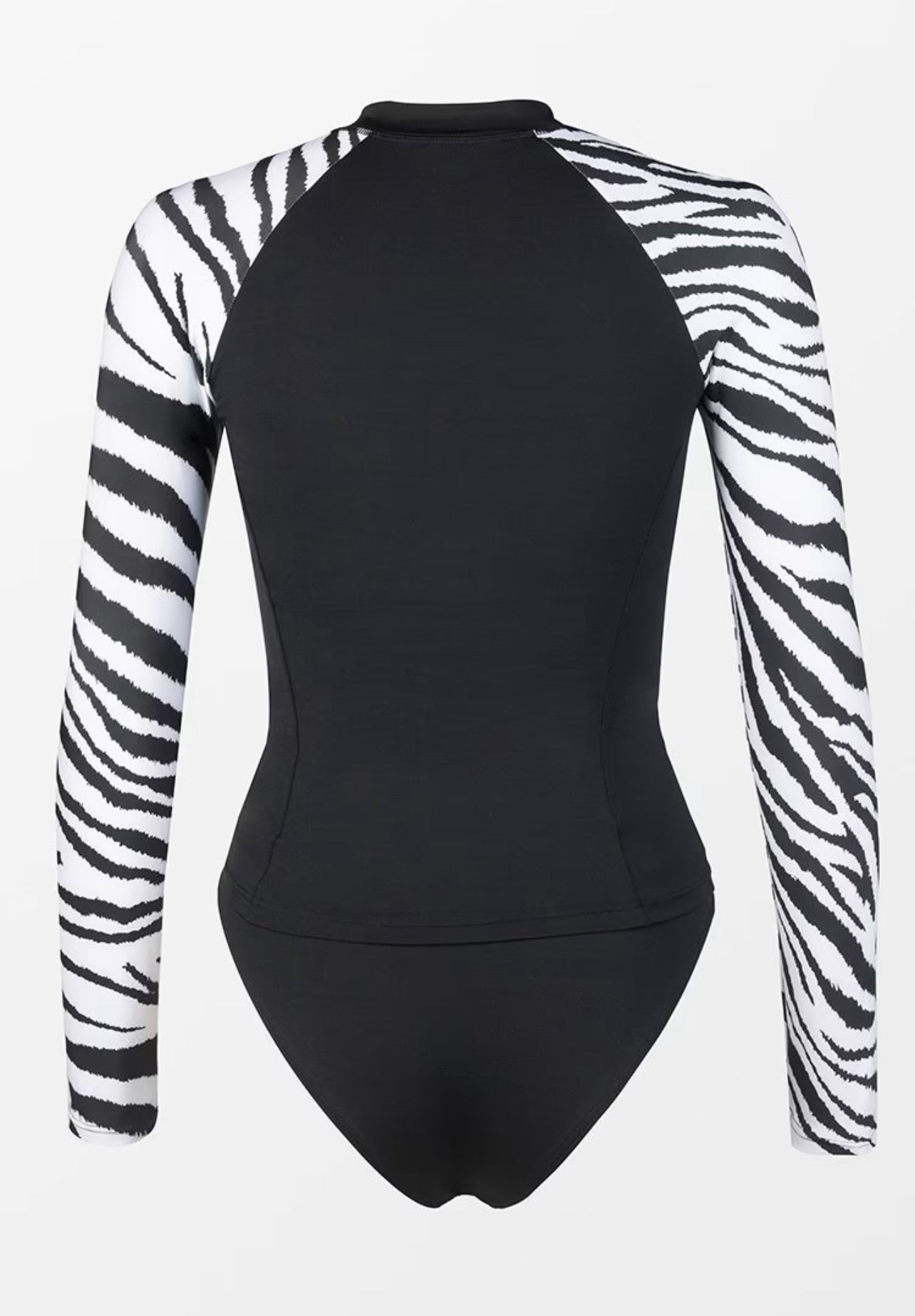 CUPSHE Zahra Zebra Print High Neck Long Sleeve Tankini
