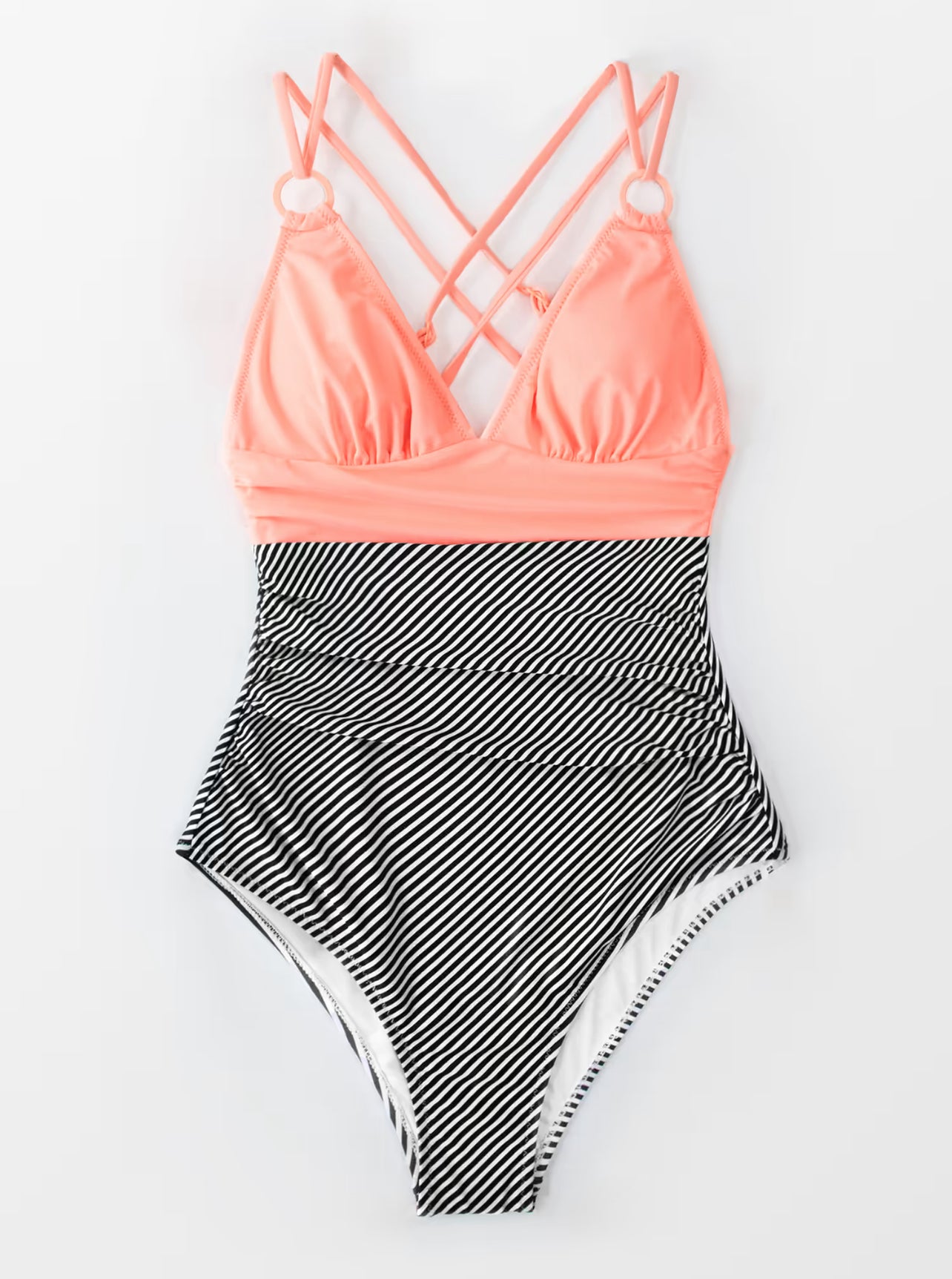CUPSHE Peachy and Striped Gathered One Piece Swimsuit