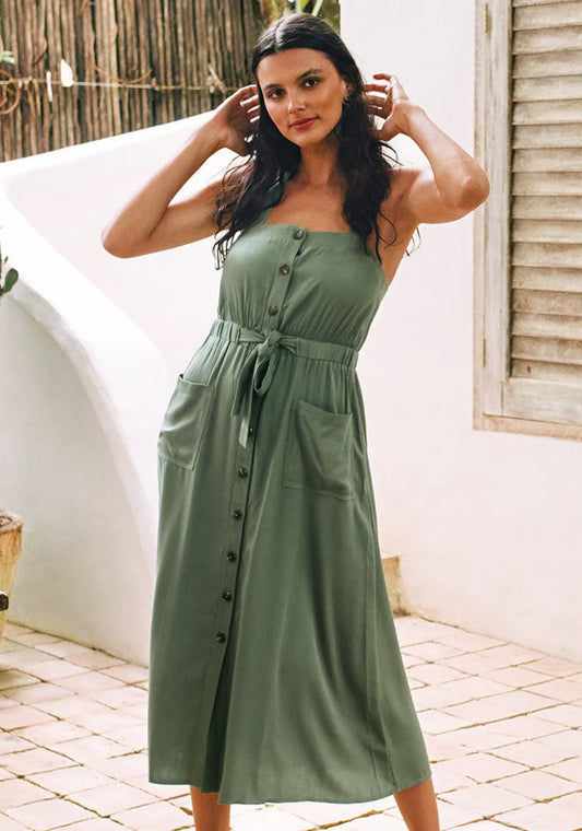 CUPSHE Women’s Dress with wide straps and buttons