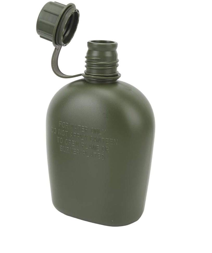 Portable Water Canteen, 1L Large Capacity Canteen with Cover and Cup Leak Proof Wide Mouth Portable Canteens for Outdoor Gym Hiking Travel
