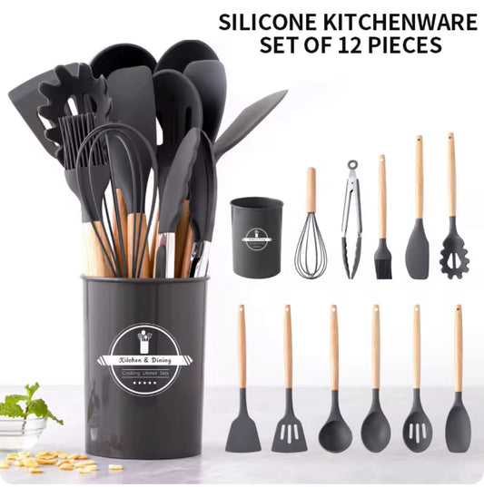 Kitchen Tools 12pcs/Set Non-Stick Silicone Kitchen Utensils Spatula Spoon Cooking Tools Cookware Kitchenware Heat Resistant