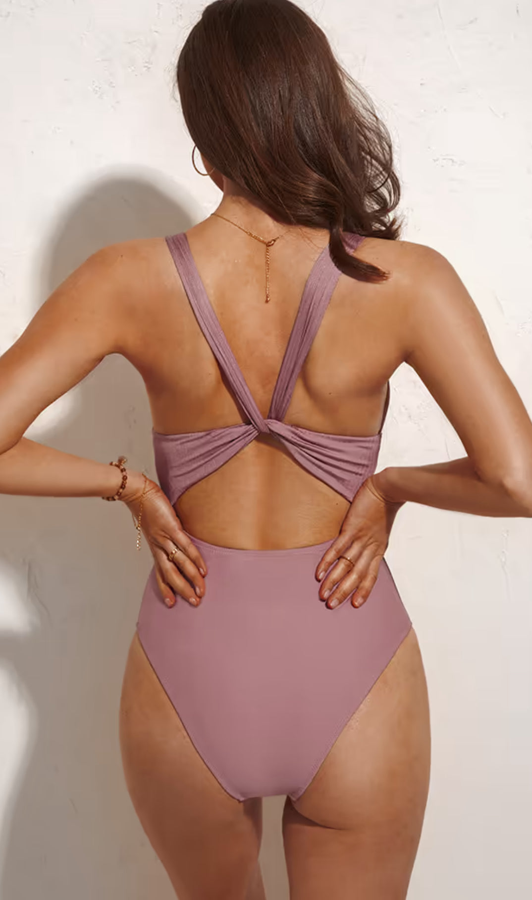 CUPSHE Women’s Pink ribbed one-piece swimsuit