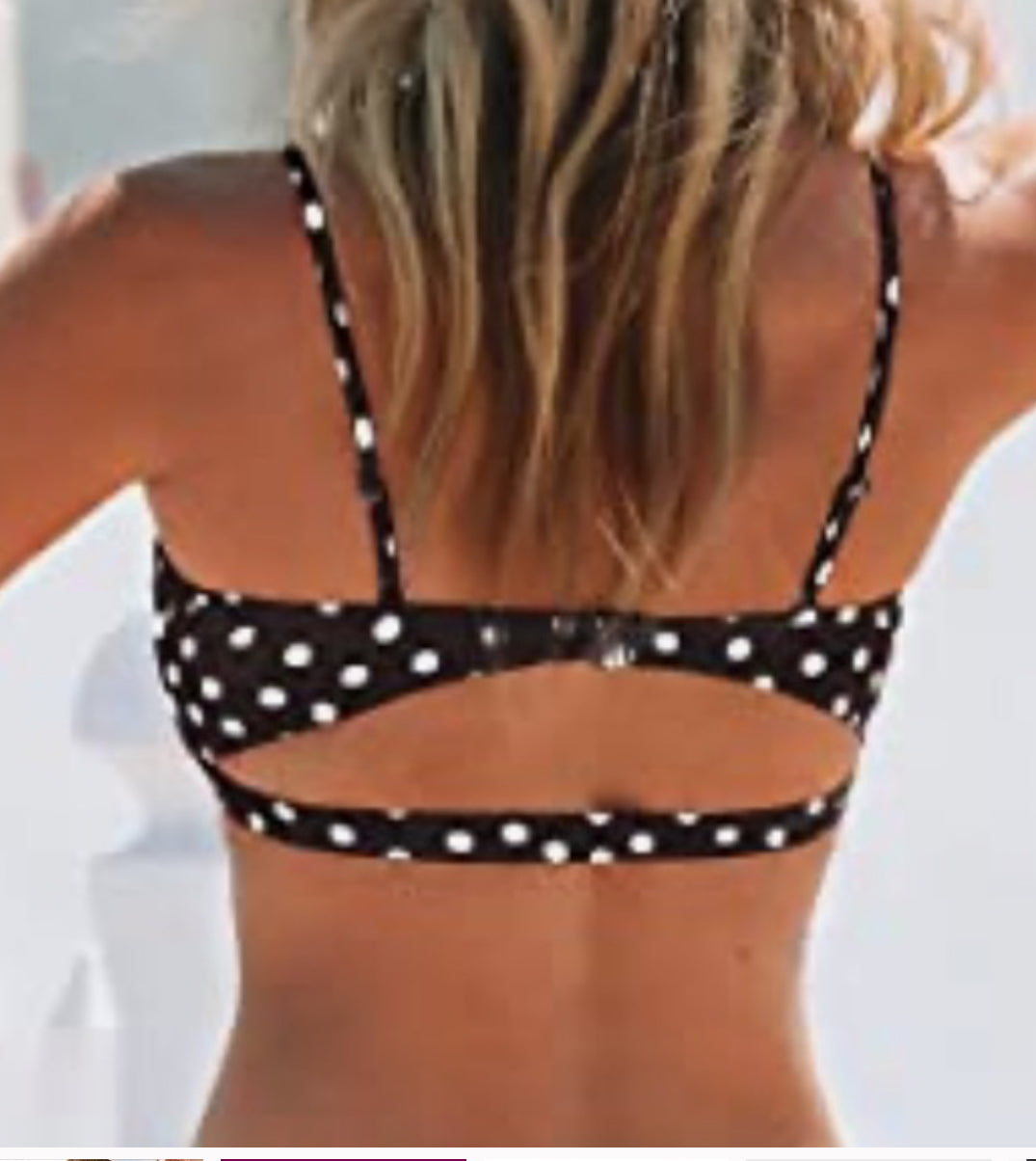 CUPSHE Women's Black Polka Dot Cutout Ruffles Back Hook Closure Bikini Sets