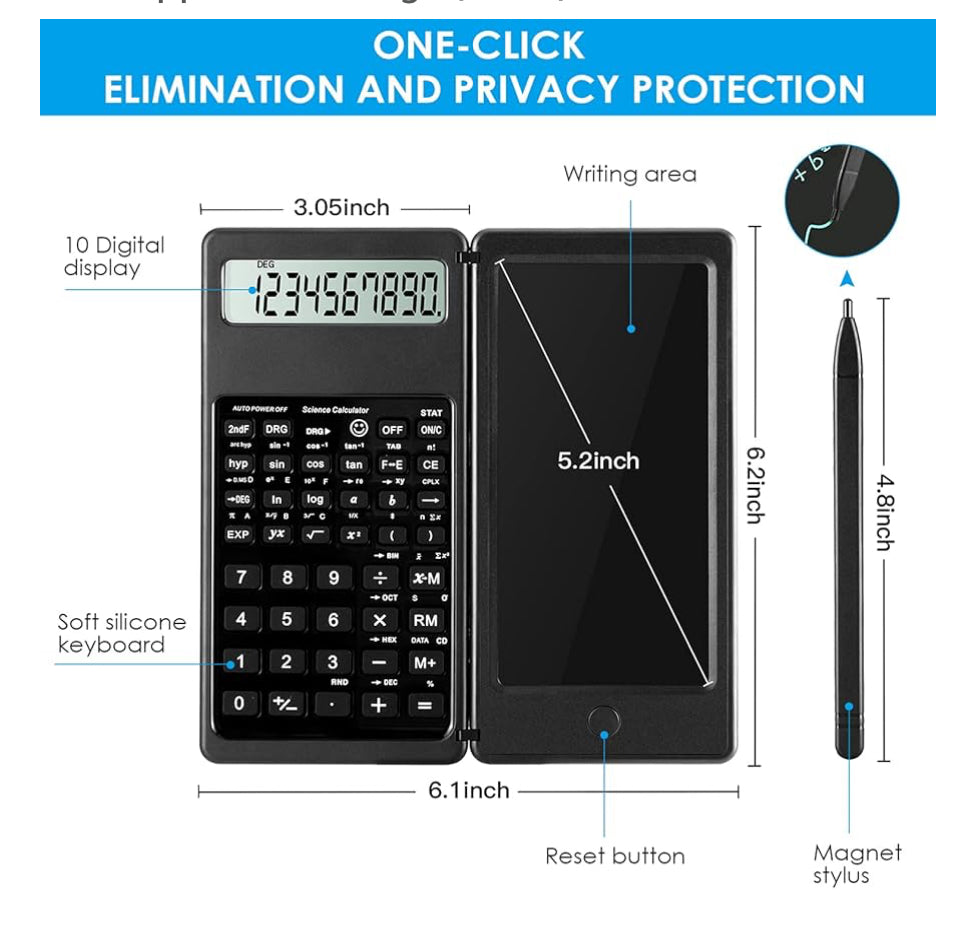 Scientific Calculators for Students, 10-Digit Large Screen, Math Calculator with Notepad, Classroom Must Haves for Middle High School Supplies & College (Black)