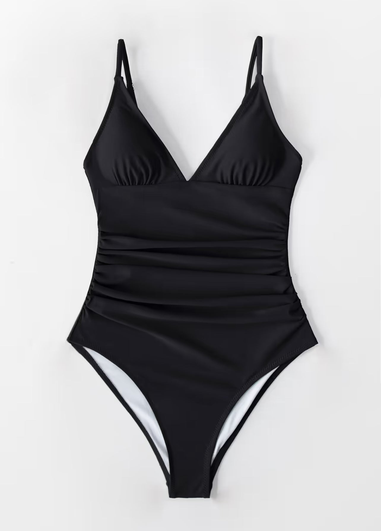 Women’s CUPSHE Joyce Black Ruched Tummy Control One Piece Swimsuit