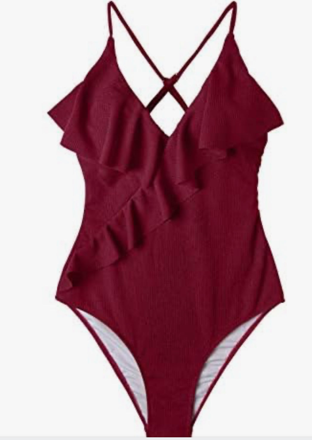 CUPSHE Women's Solid Coffee One Shoulder Falbala One-Piece Swimsuit