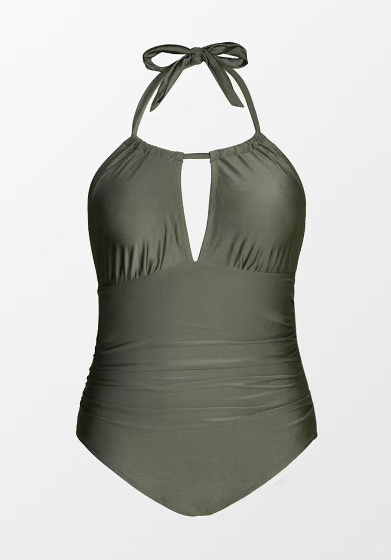 CUPSHE Olive Halter Plus Size One Piece Swimsuit