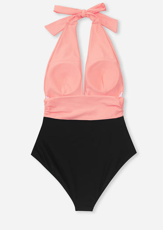 CUPSHE Christine Ruched Halter One Piece Swimsuit