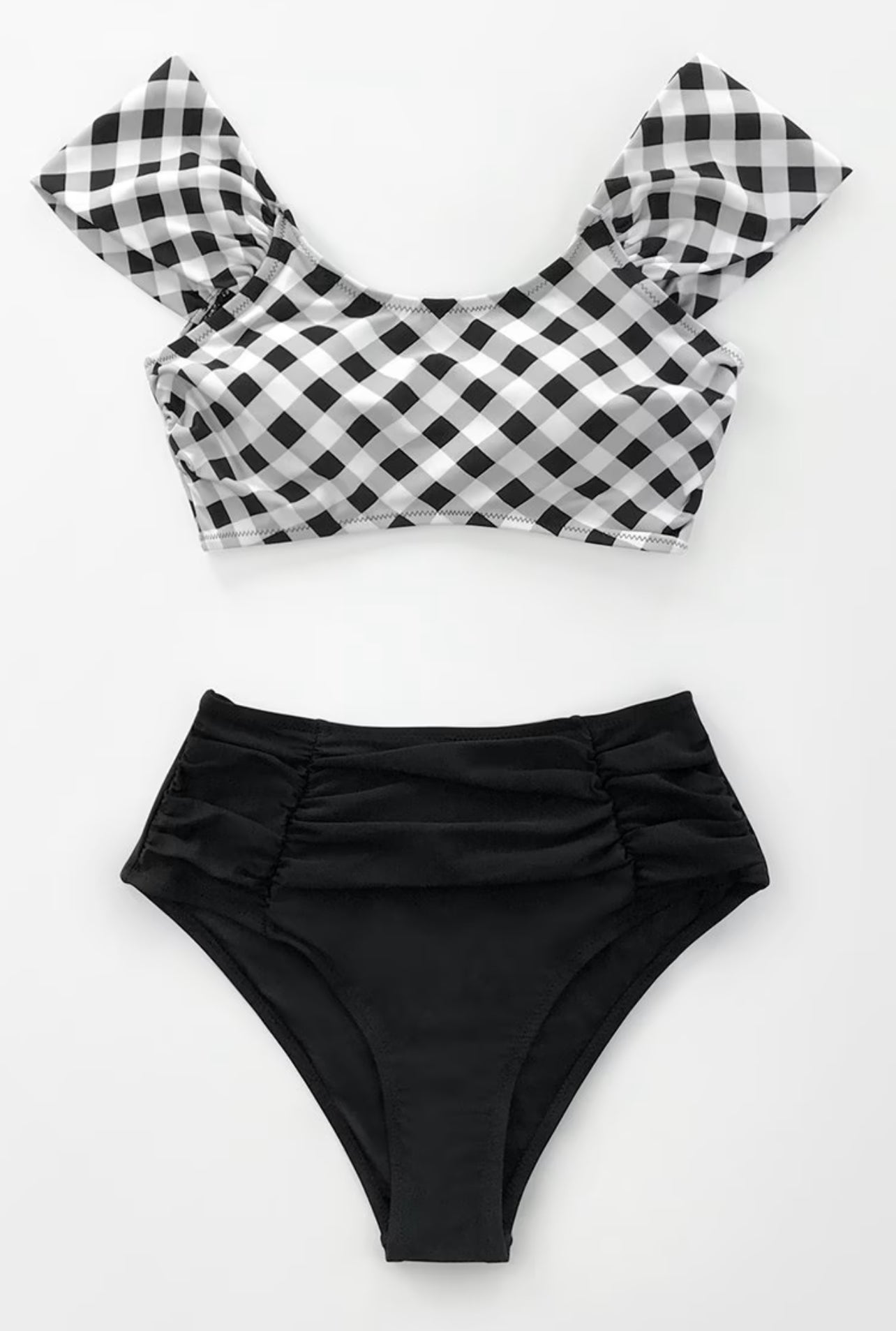 CUPSHE Black and White Gingham Bikini