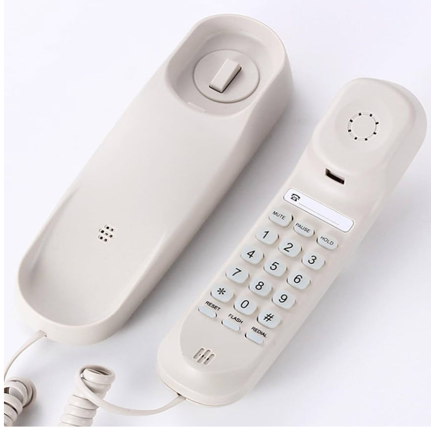 TC990 Wall-Mounted Caller Home Telephone Wall Phone Fixed Landline Wall Hanging- Telephones for Home and Office Use, White