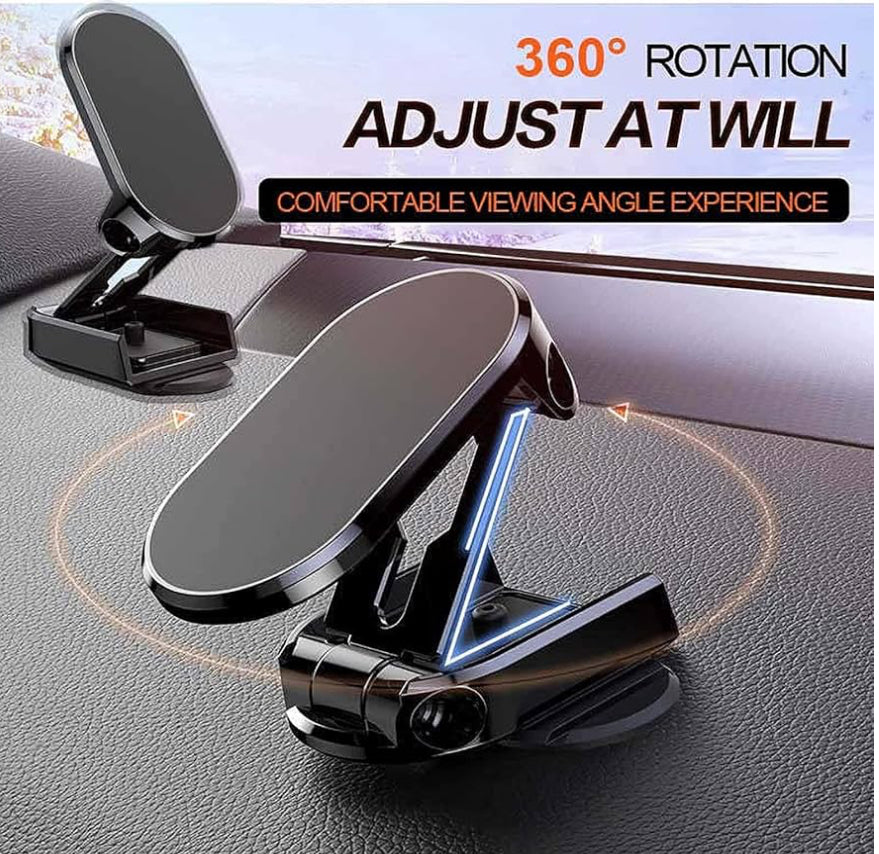 Strong Magnetic Folding Holder, 2022 New-Magnetic Phone Holder for Car, Mini 360°rotatable Multifunctional Magnetic Phone Mount, Retractable Adjustable Car Phone Holder for All Phone,A,Silver