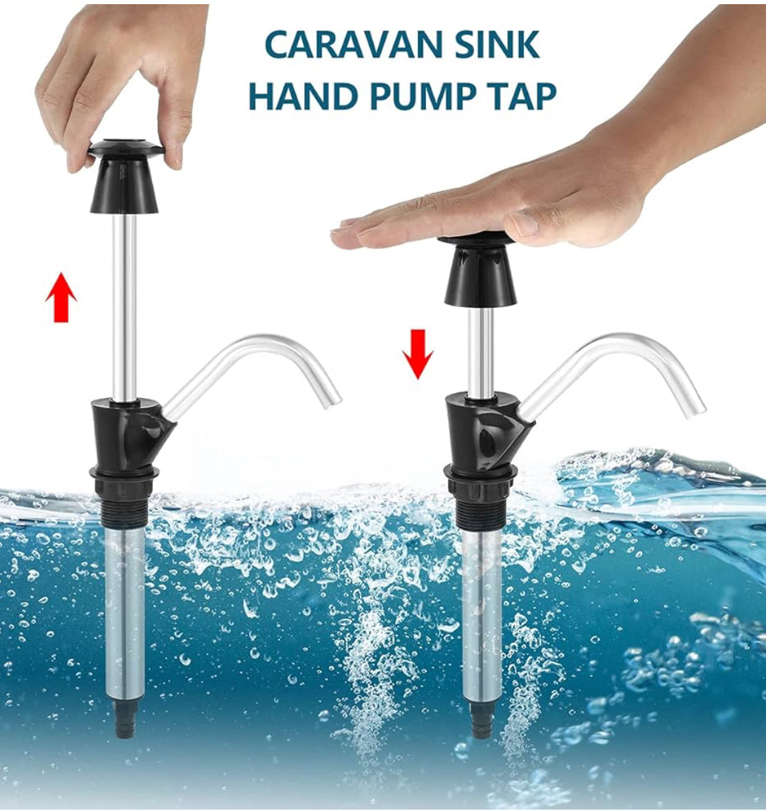 Water Bottle Pump Portable Drinking Water Pump Sink Water Hand Pump Manual Water Bottle Dispenser for Trailer Motorhome Caravan Outdoors Camping Home Kitchen Office Bar Restaurant (Black)