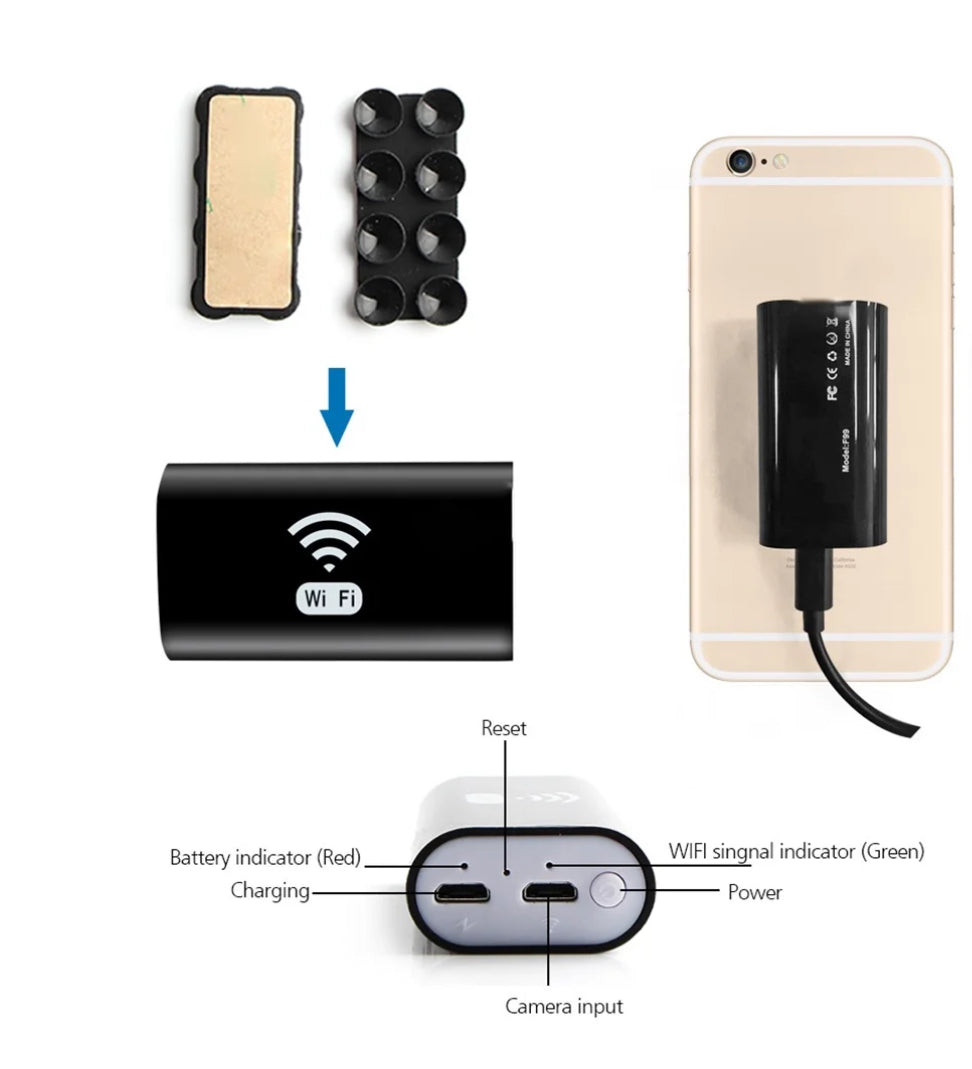 HD 720P 8mm Wifi Wireless Endoscope F99 Borescope Borescope Pipe Inspection Camera Waterproof Soft Hard Cable Wireless Smartphone Endoscope