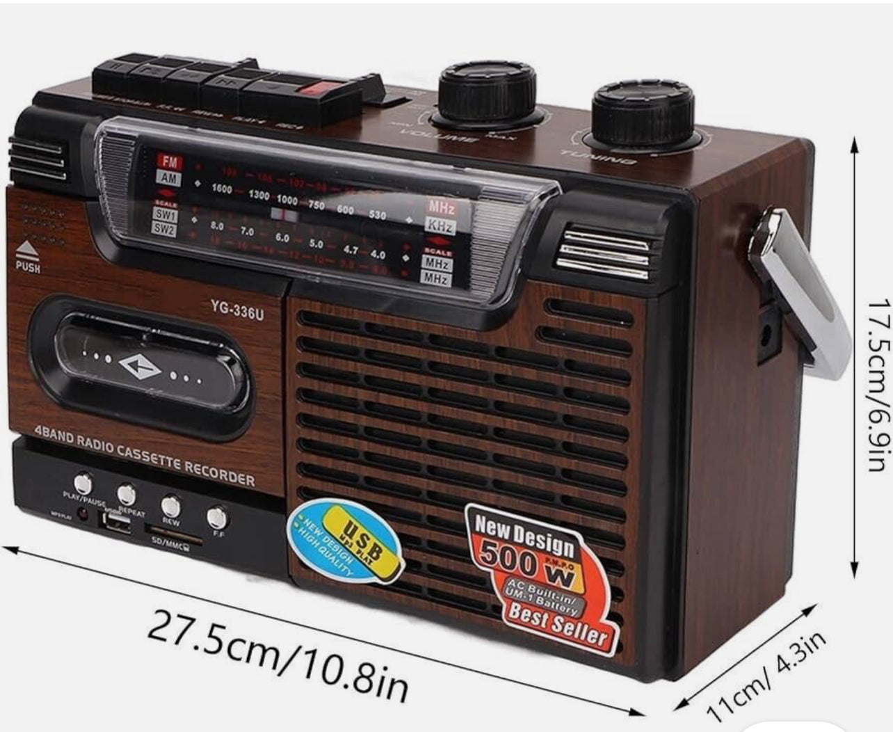 Retro Boombox Cassette Player, Retro Boombox with Cassette Player and AM/FM