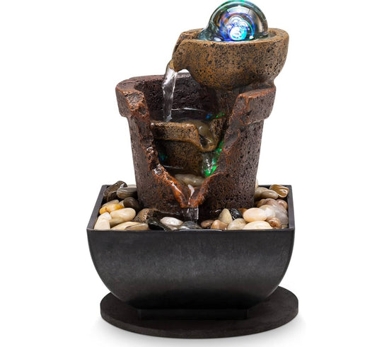 Tabletop Fountain Indoor Waterfall Meditation Fountain Office Relaxing Tabletop Fountain. LED Lights Rolling Decorative Bubble Balls