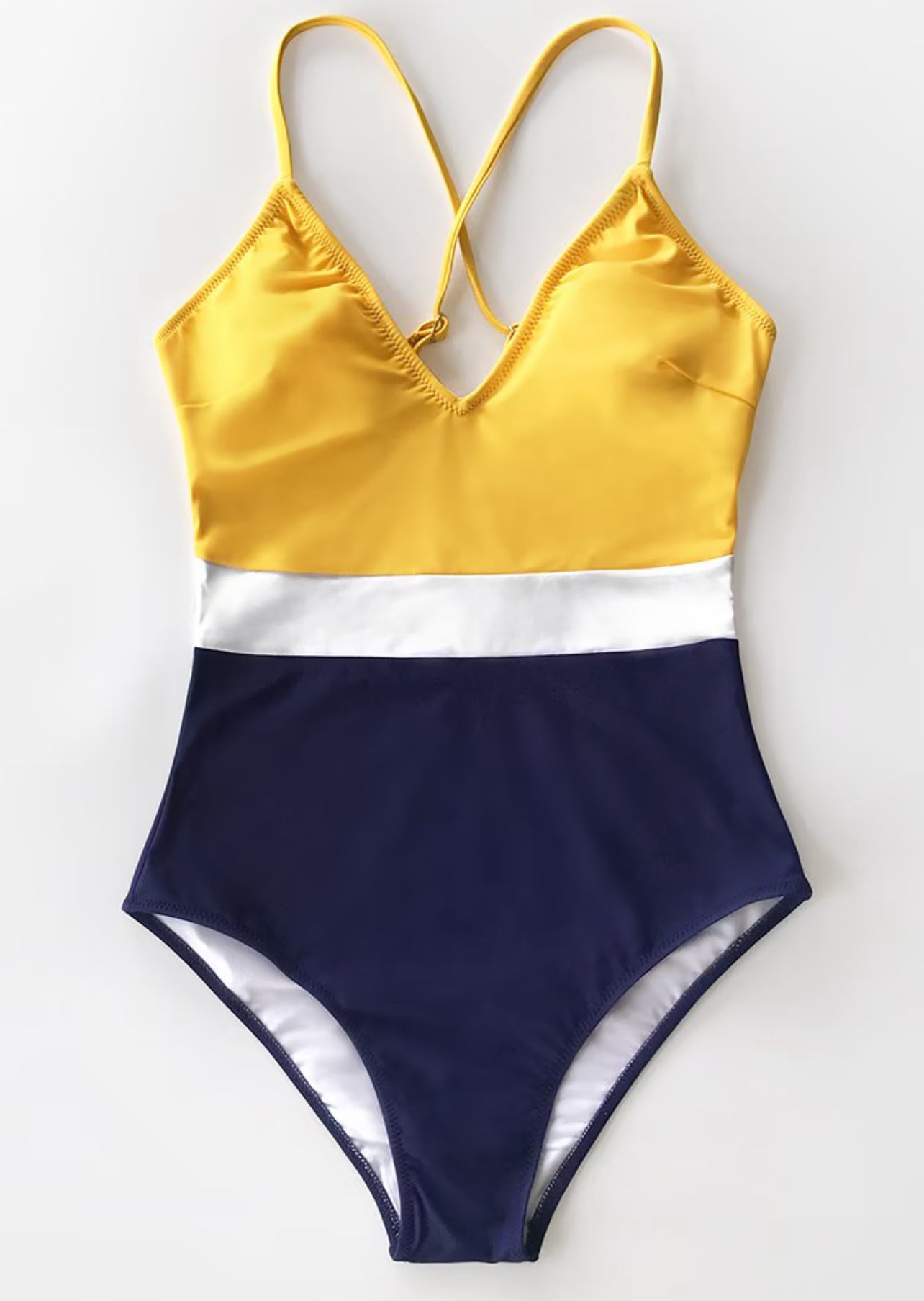 Colorblock V-Neck One Piece Swimsuit
