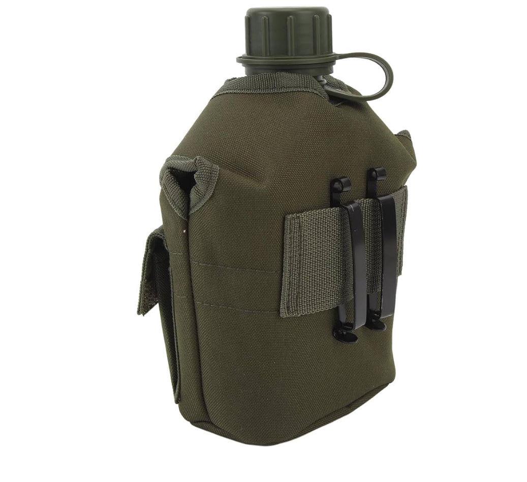 Portable Water Canteen, 1L Large Capacity Canteen with Cover and Cup Leak Proof Wide Mouth Portable Canteens for Outdoor Gym Hiking Travel