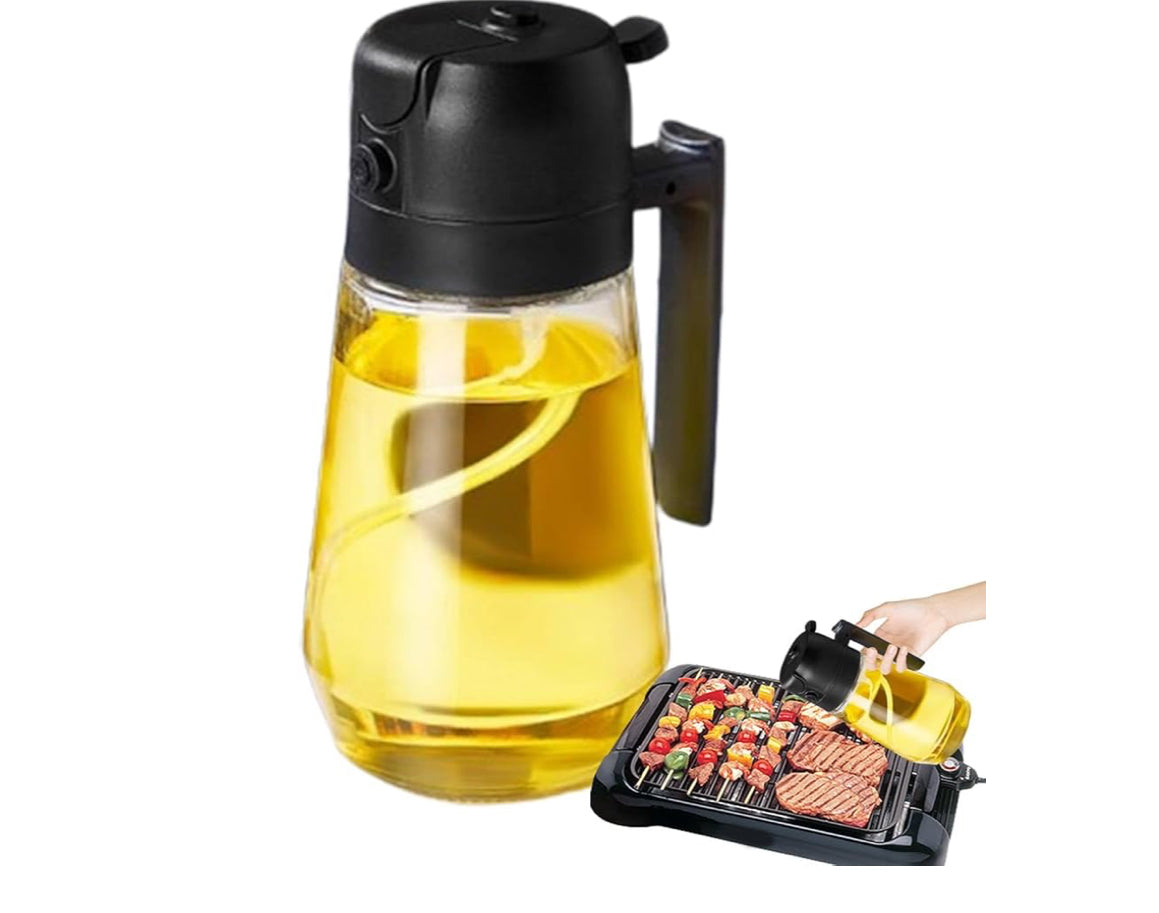 Oil Spray Bottle,Oil Spray Bottle, 2-in-1 Oil Dispenser And Vinegar Sprayer, 2024 New Leakproof Oil Dispenser For Kitchen, Glass Oil Bottle For Cooking Baking Roasting Grilling Salad (Color : Black)