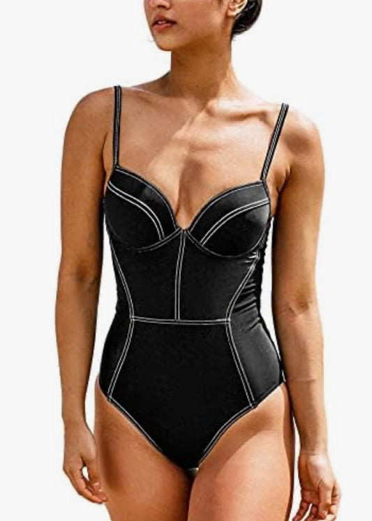 CUPSHE Women's swimsuit with underwire and contrast stitching