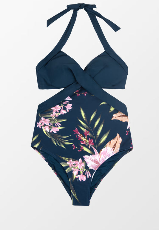 CUPSHE Winter Fantasy Wrap Front Cutout One Piece Swimsuit