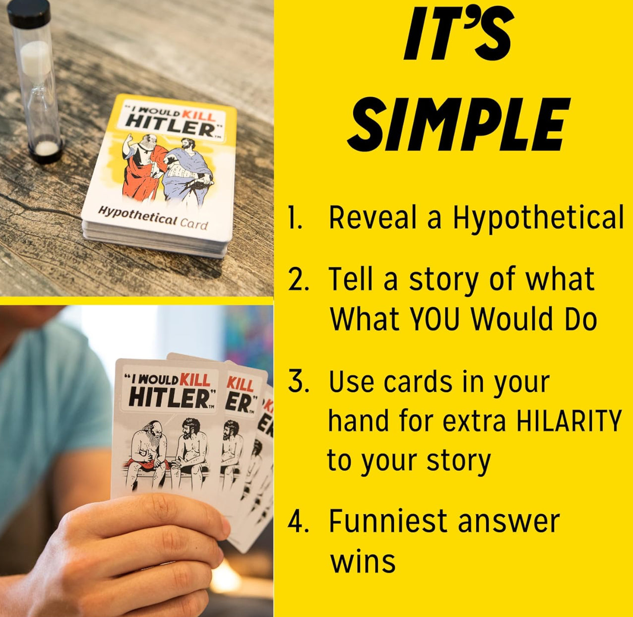 I Would Kill Hitler" - 'The What Would You Do?' Adult Party Game of Hilarious Hypotheticals - Fun Board Game for Adults - Game Night Games - Fun Game for Group Game Night  (3-8 Players)