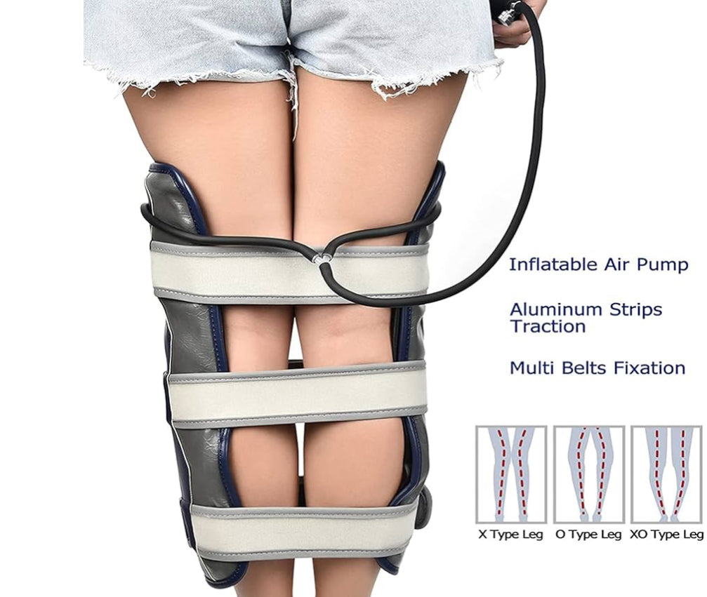 Leg Correction Brace, Inflatable Leg Posture Corrector Belt Band, Adjustable Legs Straightening Belt, Knock Knees Valgus Deformity Bow Legs Band for Straighten Bow Splay Legs