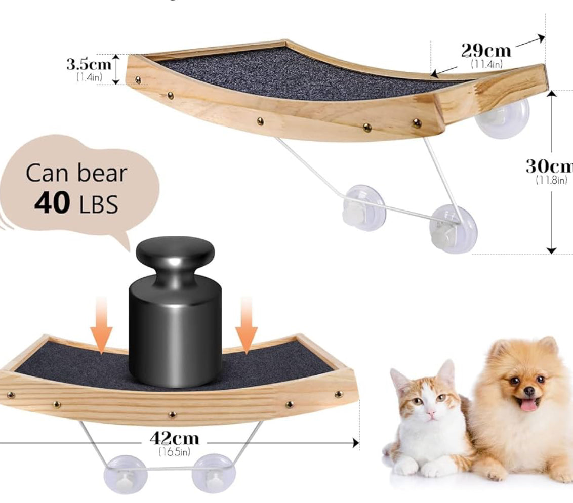 Cat Window Perch, 2 in 1 Cat Hammock with Sisal Scratcher, Kitten Window Bed with Strong Suction Cups, Hanging Kitty Bed Holds up 22 lbs, Gray