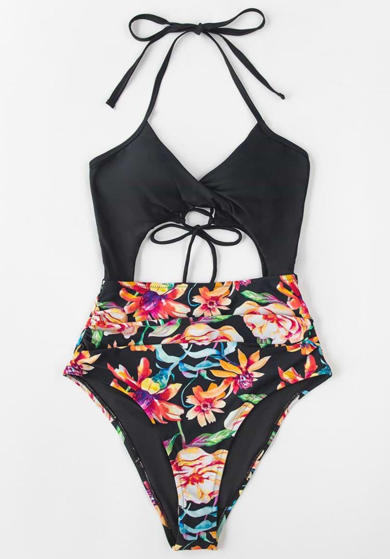 CUPSHE Floral Cutout Twist One Piece Swimsuit