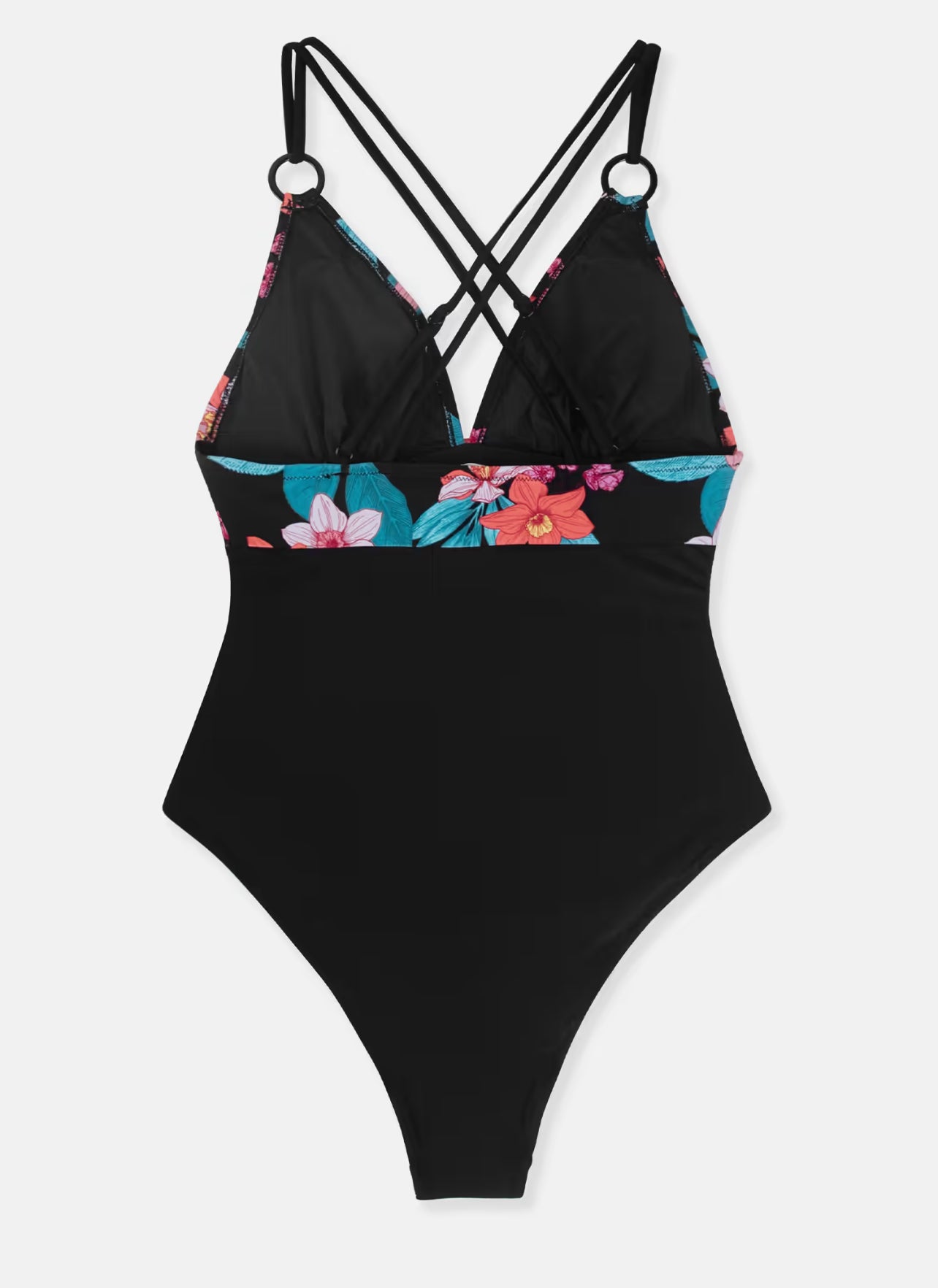CUPSHE Maya Floral O-ring Criss Cross Tummy Control One Piece Swimsuit