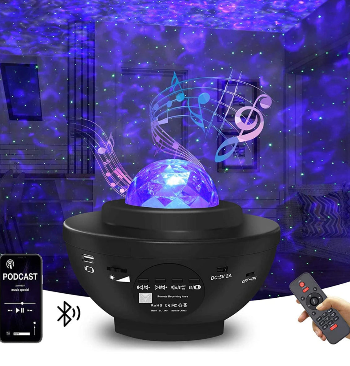 Starry Light RGB Light Projector with Bluetooth and Voice Control