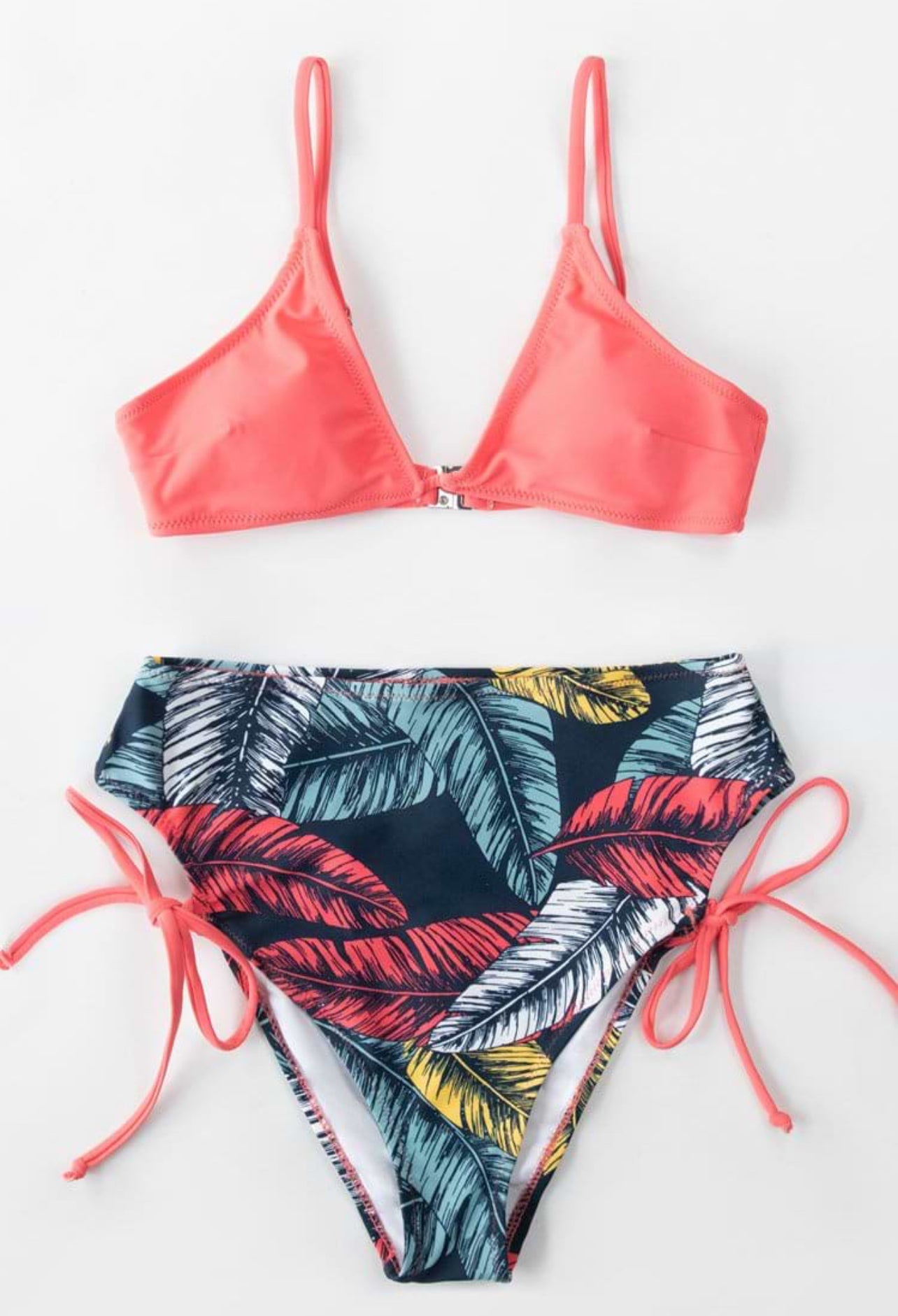 CUPSHE Women’s Triangle bikini set with high waist in pink