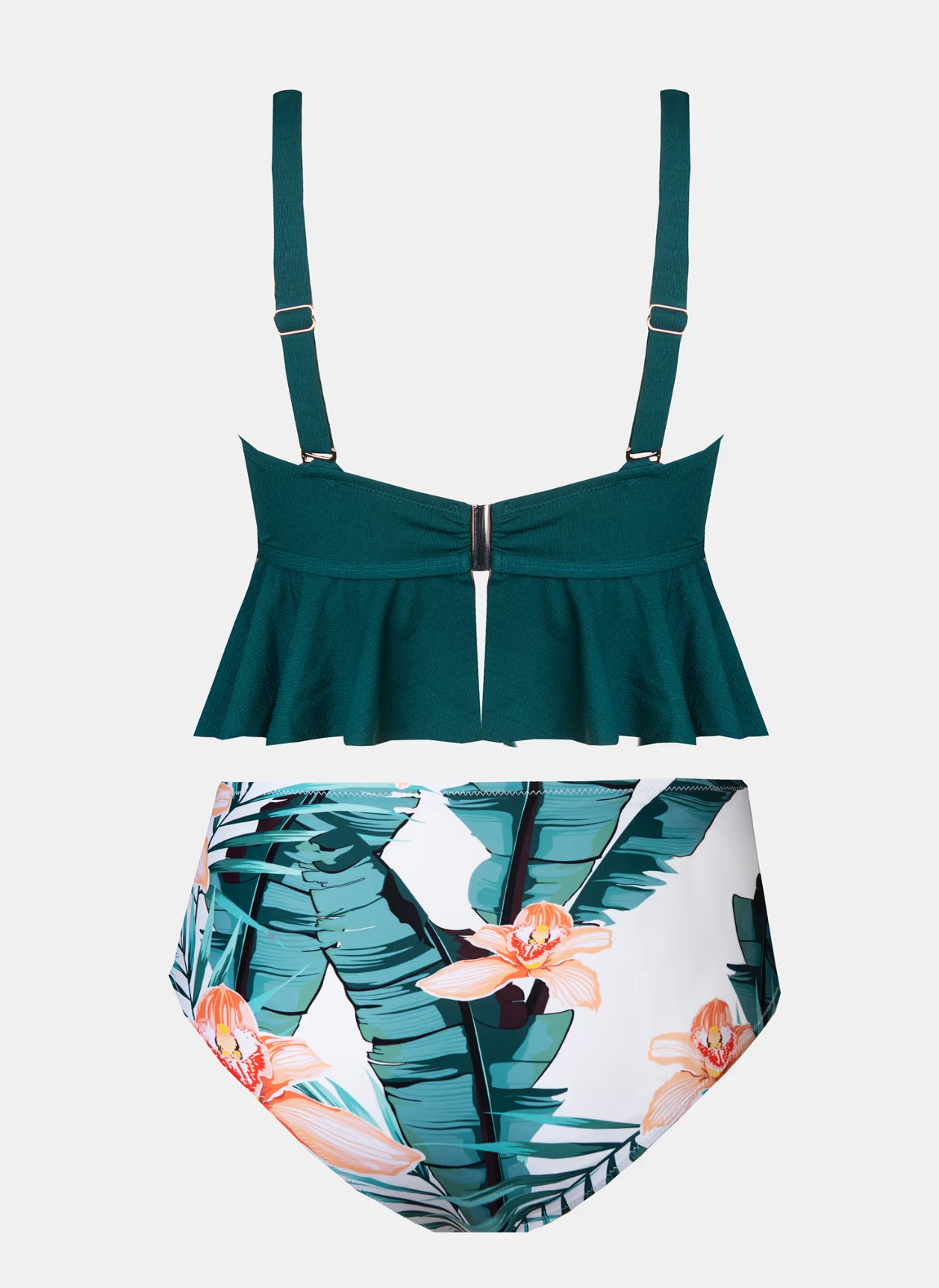 CUPSHE Green and Floral Ruffle Plus Size Bikini