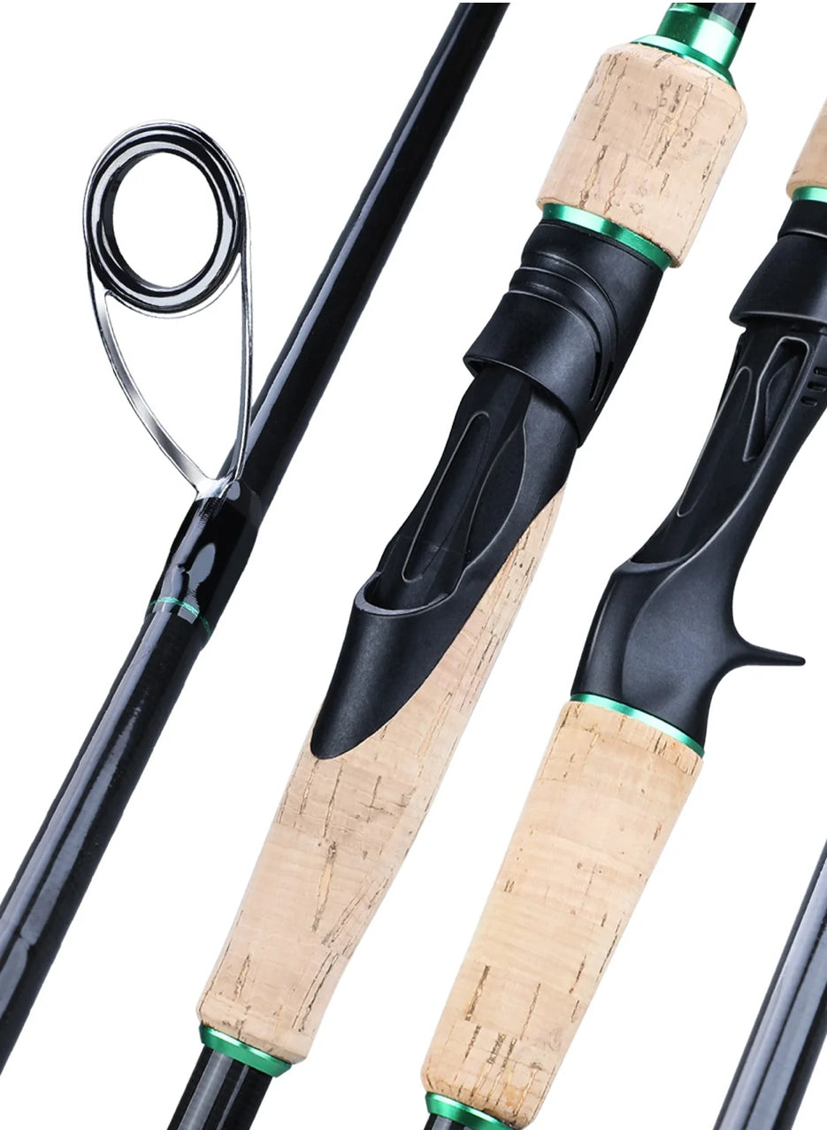 Sougayilang 2.1M 3 Sections Spinning Fishing Rod with Carbon Ultra Light Portable Travel Fishing Pole Tackle