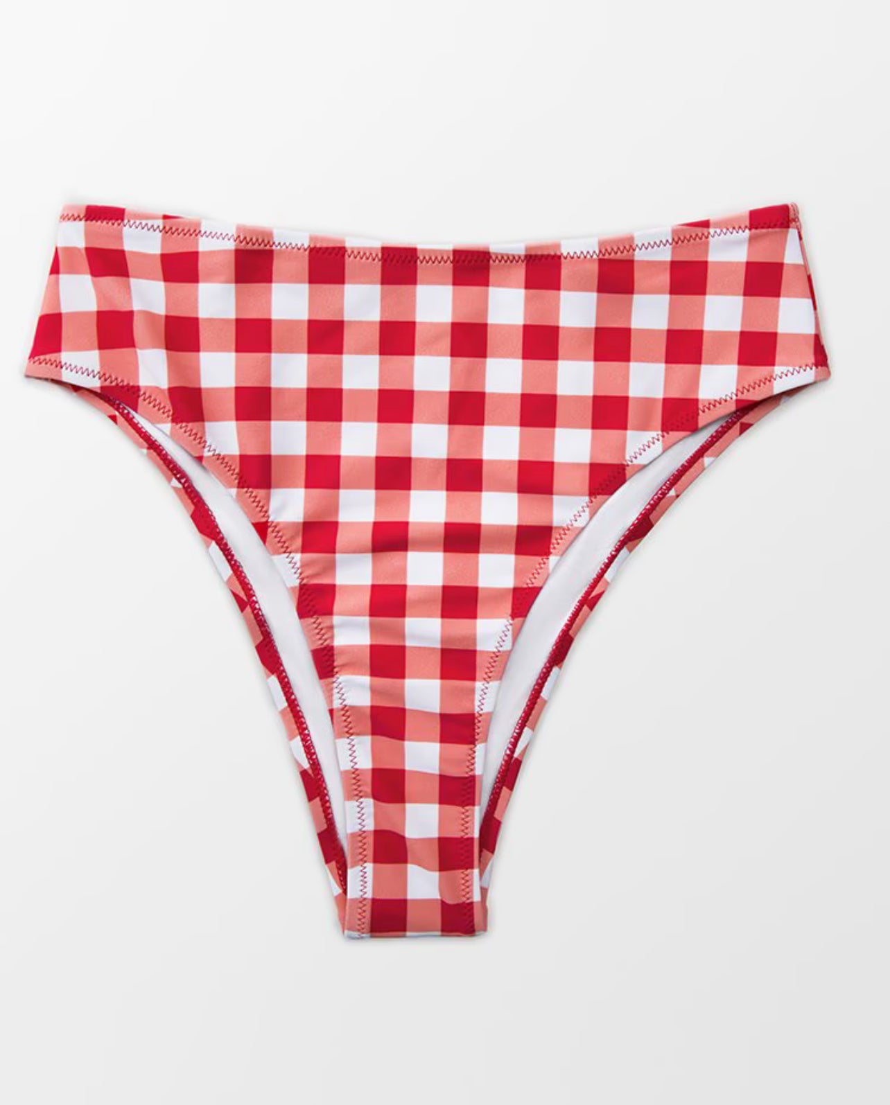 CUPSHE Women’s Red gingham high-waisted bikini bottoms