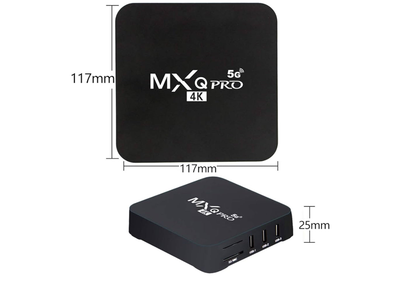 MXQ Pro 5G Android 13.1 TV Box Quad Core Ram 2GB ROM 16GB 4K H.265 HD 3D Dual Band 2.4G/5.8G WiFi Smart Home Media Player