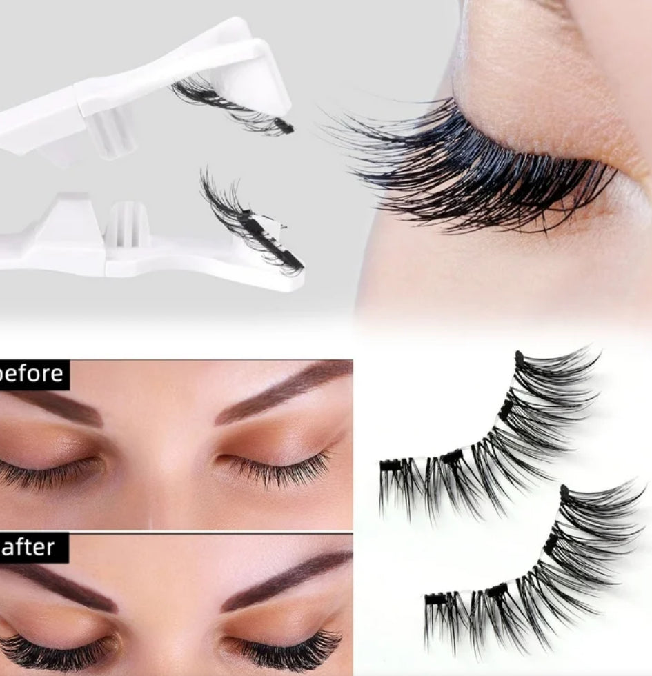 Natural Look Magnetic Eyelashes Kit - Reusable Magnetic Lashes with Applicator, No Glue Needed, 4 Magnets