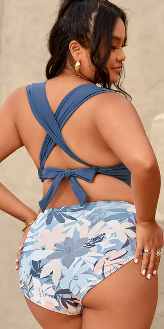 CUPSHE  Tropical Ruched Plus Size Bikini Bottom