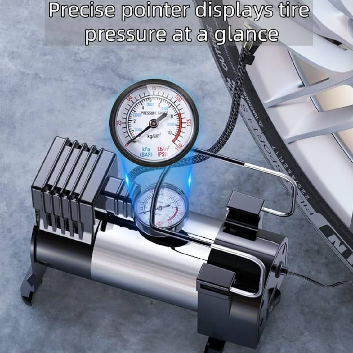 Car Tire Inflator Portable Tire Pump - 30L/min Air Flow, Suitable for Cars, Bicycles, Kayaks, Balloons, Basketballs
