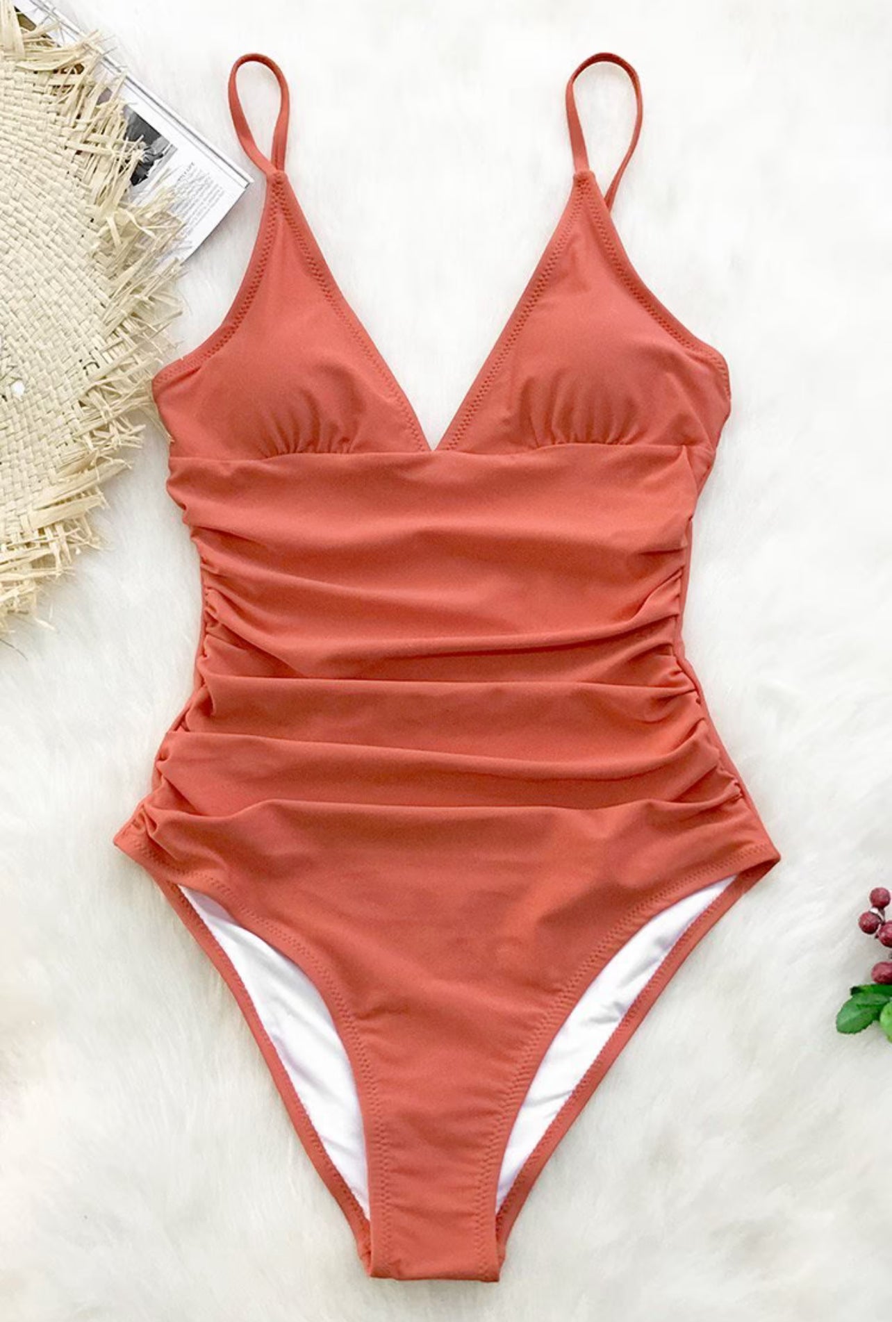 CUPSHE Bright Day Shirring Tummy Control One Piece Swimsuit