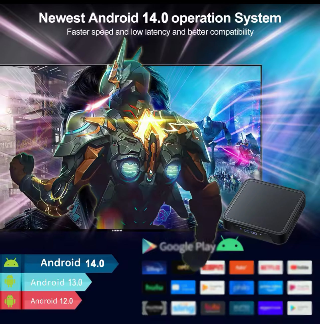 TV98 Pro TV Box Android 14 Allwinner H313 Quad Core 4K Dual Wifi BT Support 8K Video Voice Remote Control Player HD Set Top Box